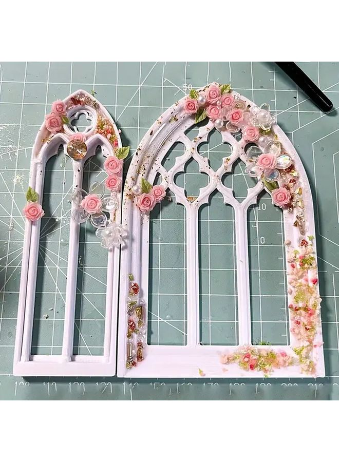 Model B Narrow Window 2pcs Black Gothic Building Model DIY Scene Props - Image 4